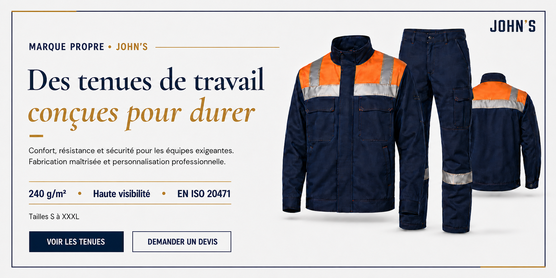 Tenues de travail JOHN'S — haute visibilité, EN ISO 20471